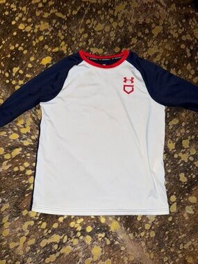 Boys Under Armour White 3/4 Sleeve Raglan Tee